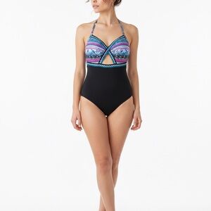 Captiva Elegant Black and Multicolor One-Piece Swimsuit